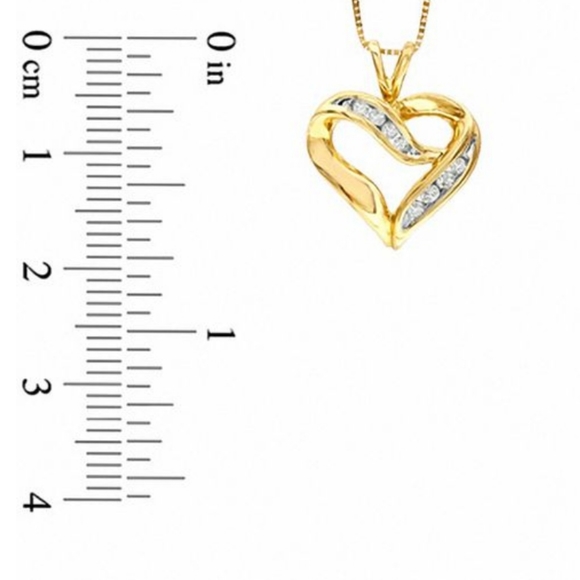 10k Diamond Crossover Heart Pendant Necklace - Picture 7 of 8
